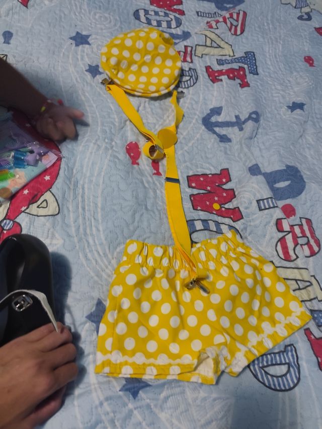 Traje niño lunares amarillo 3 a 6 y 6a 9 meses