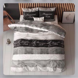 Biancheria letto grigio-bianco, 3pz