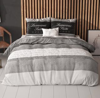 Biancheria letto grigio-bianco, 3pz