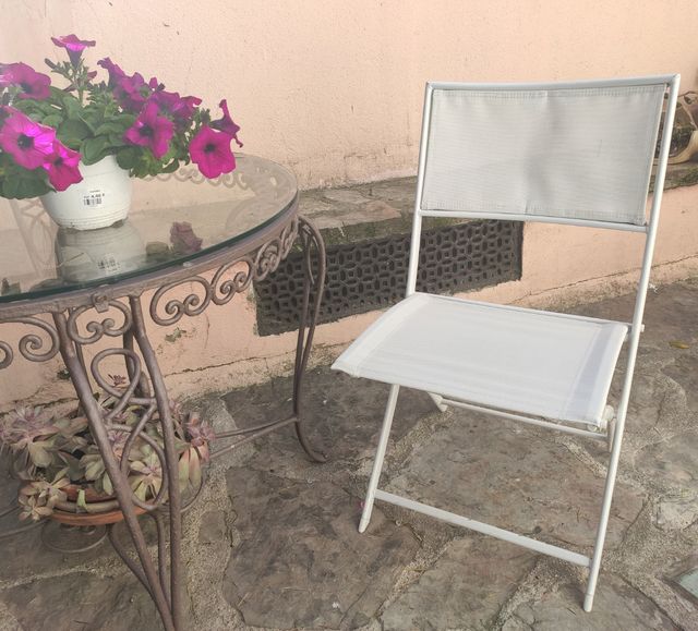 Silla Plegable Blanca Jardín/Terraza