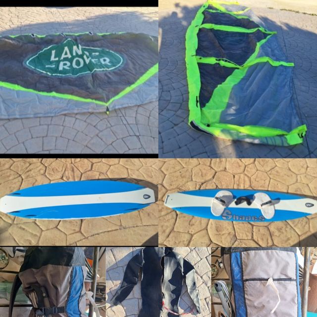 Equipo kitesurf: Tabla,cometa y traje de neopreno