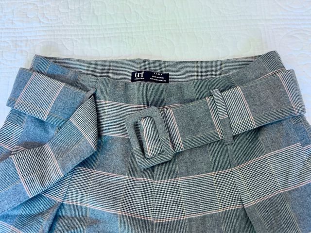Shorts Zara - Gris a cuadros