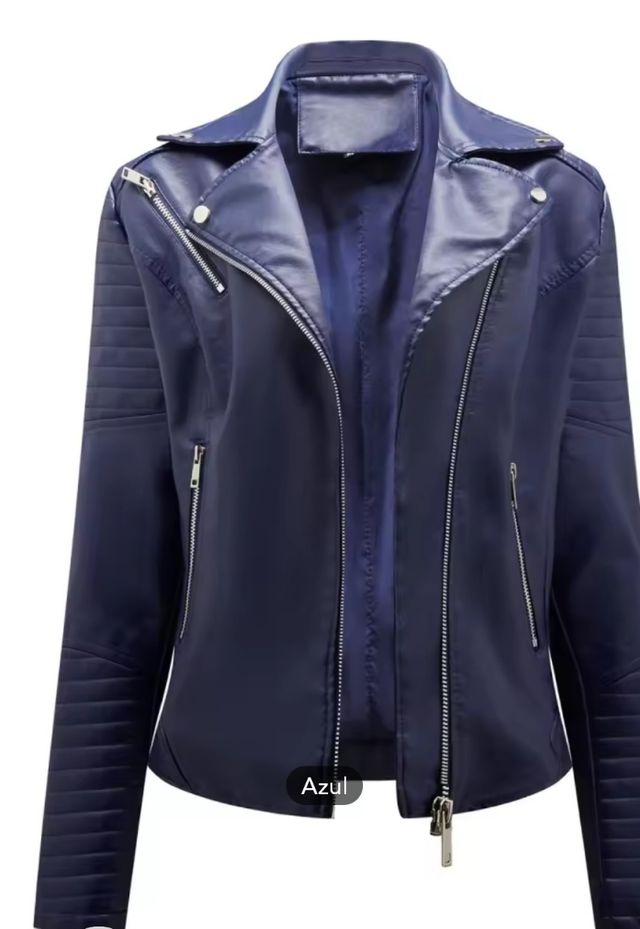 Chaqueta polipiel azul marino mujer XXL nueva