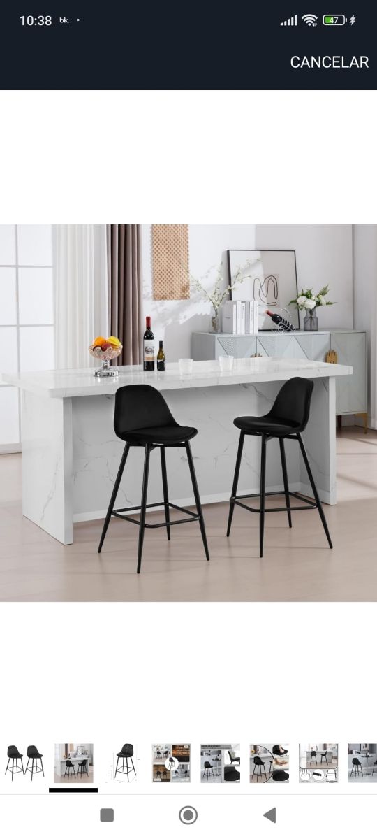 Taburetes altos cocina - 2 uds. negros