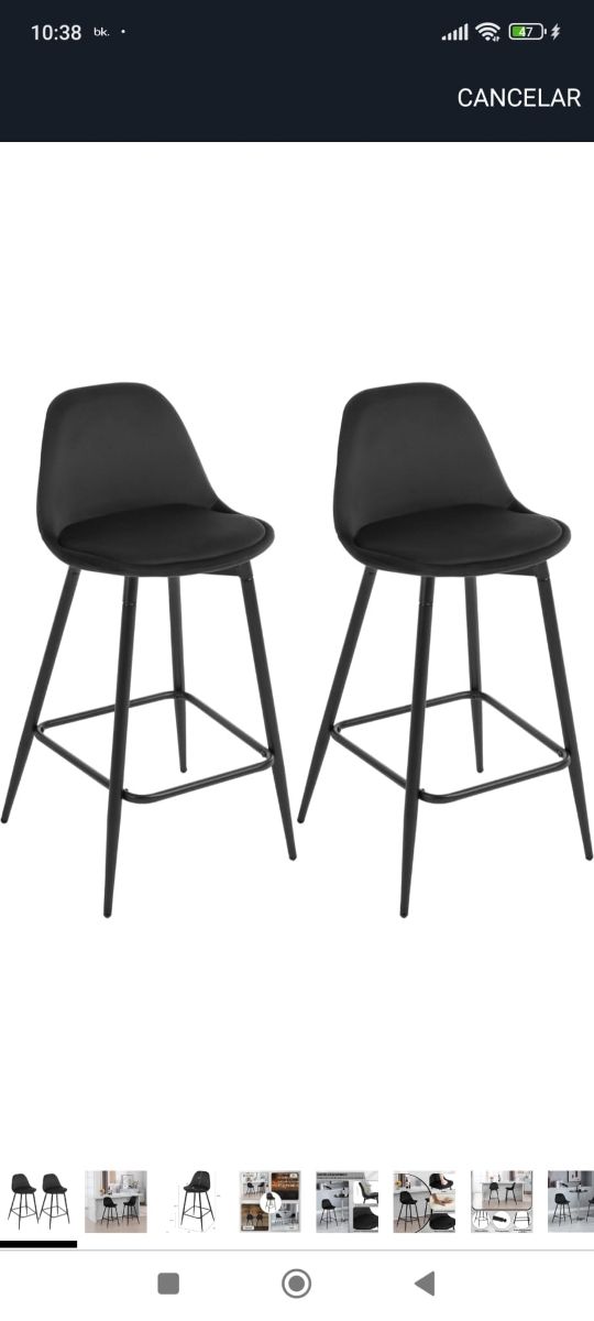 Taburetes altos cocina - 2 uds. negros