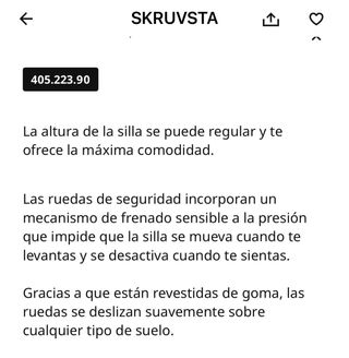 Silla oficina Ikea Skruvsta blanca