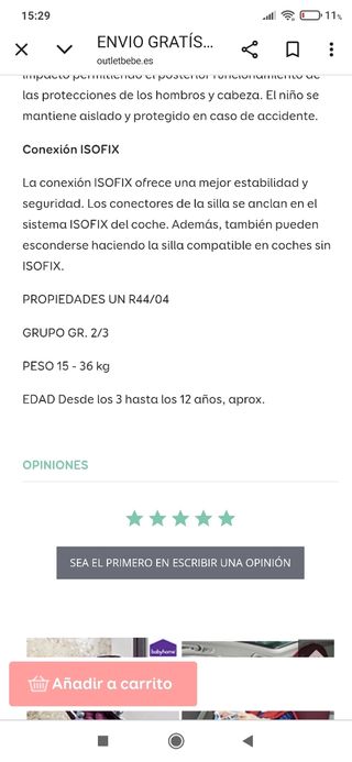 Silla coche grupo 2/3  Cybex Solution X-Fix