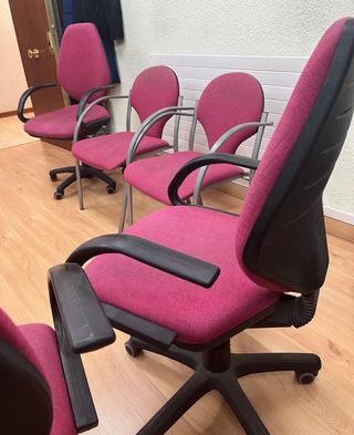 6 sillas oficina - rosa y gris