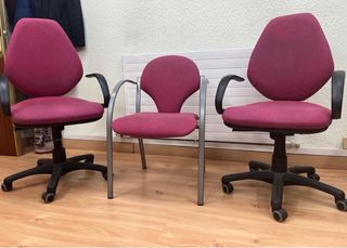 6 sillas oficina - rosa y gris