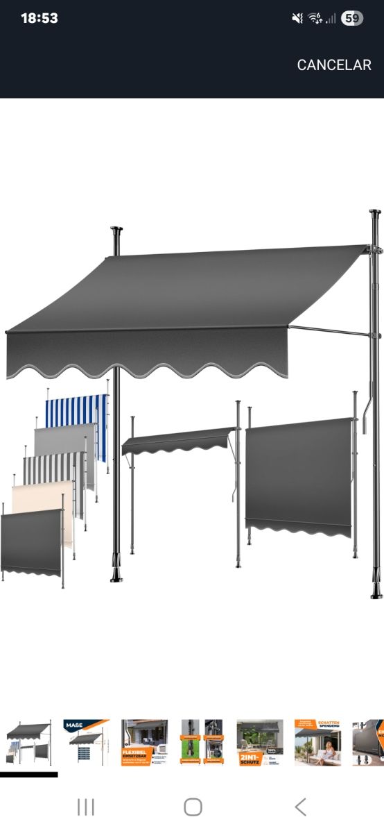 Urge vender Toldo terraza 150x180cm - Gris