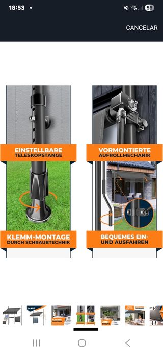 Urge vender Toldo terraza 150x180cm - Gris