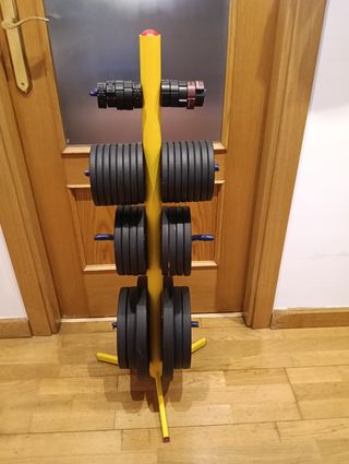 Equipo musculación: barra, discos, mancuernas...