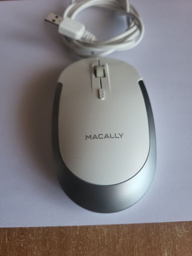 Rato Ótico Macally Branco/Cinza