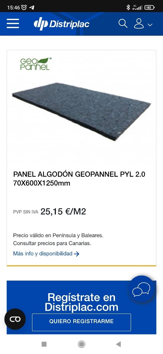 Aislante Geopanel 70mm - Panel Aislante 60m2