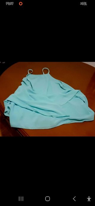 BLUSA TURQUESA HOMBROS DESCUBIERTOS HECHA EN ITALI