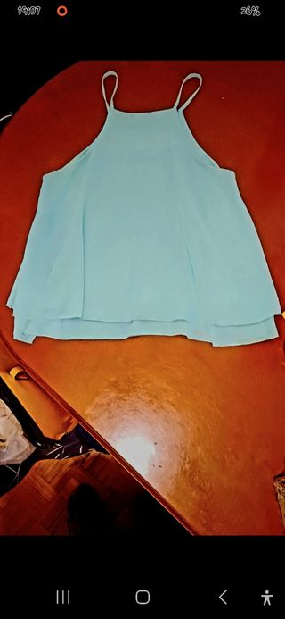 BLUSA TURQUESA HOMBROS DESCUBIERTOS HECHA EN ITALI