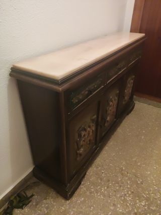 Taquillón madera-marmol antiguo
