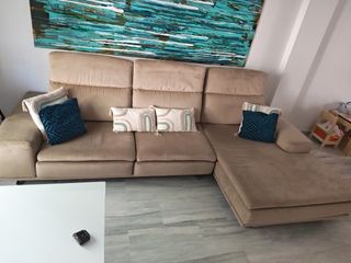Sofá chaise longue beige