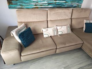 Sofá chaise longue beige