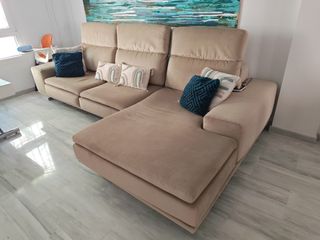 Sofá chaise longue beige