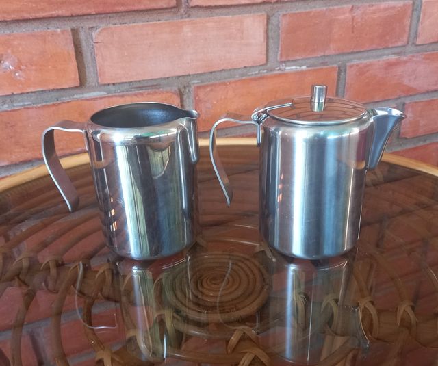 Tetera-Cafetera y Lechera Acero Bra Vintage