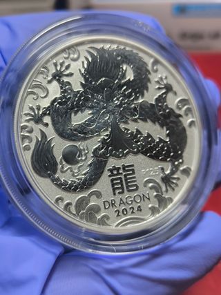 Moneda 2 Onzas Plata Lunar III Dragón 2024