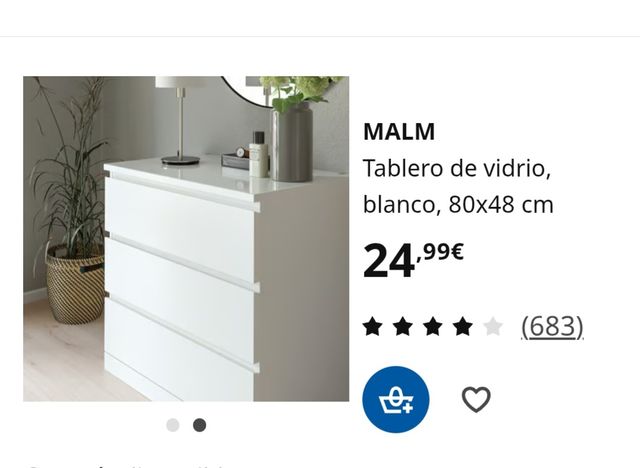 Tablero de vidrio IKEA MALM (80x48) gris