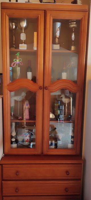 Vitrina madera - Mueble con 2 cajones