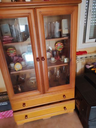 Vitrina madera - Mueble con 2 cajones