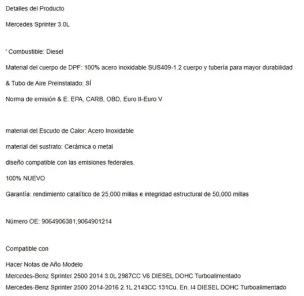 ¡-77%! | Filtro Partículas Mercedes Sprinter 3.0L