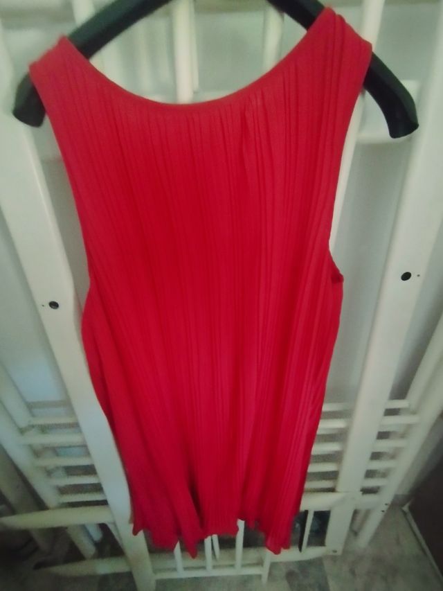 Vestido plisado Mango rojo