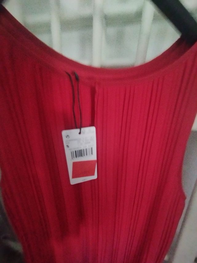 Vestido plisado Mango rojo