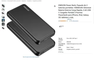 -50%!! | Batteria esterna ENEGON 2x 10000mAh Slim