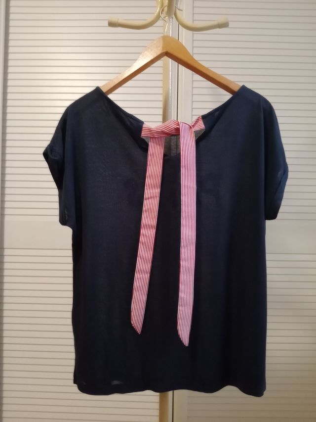 Blusa azul mujer - manga corta 