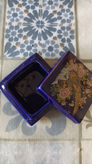 Joyero porcelana azul y dorado