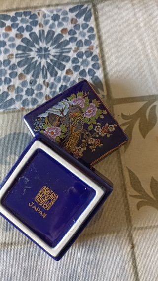 Joyero porcelana azul y dorado