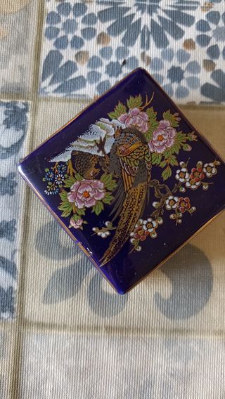 Joyero porcelana azul y dorado