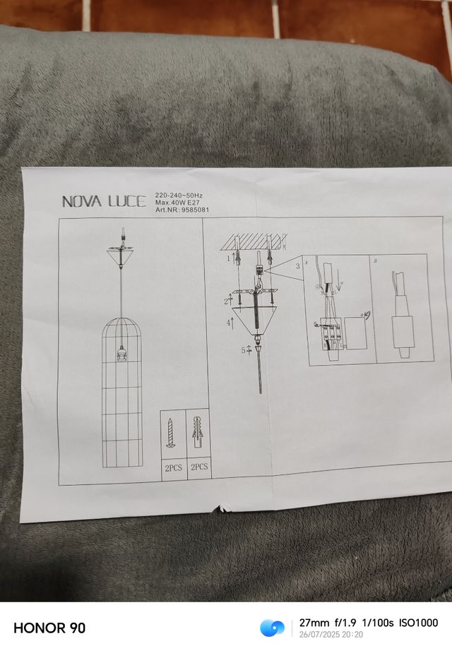 Lámpara colgante NOVA LUCE