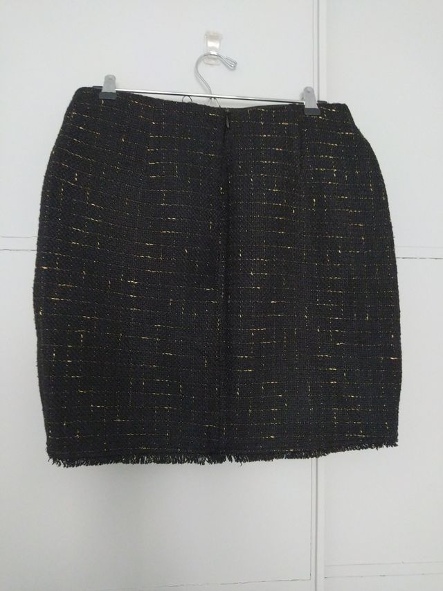  Molly Bracken falda negra y dorada Tweed talla L