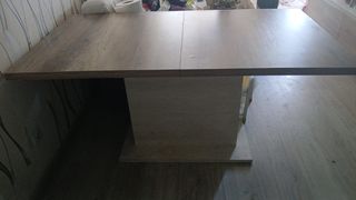 Mesa extensible - madera - blanco y marrón