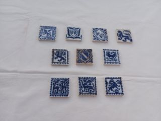 10 Azulejos  decorativos antiguos, miden 6,5 cms