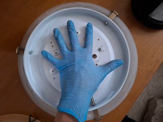 Plafoniera bianca vetro-metallo