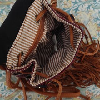 Mochila mini, flecos marrón