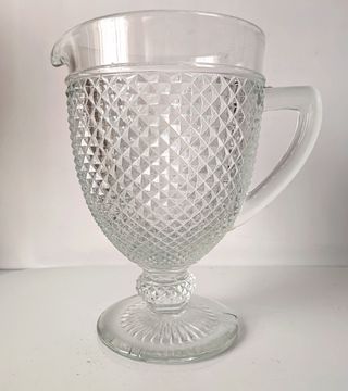ANTIGUA JARRA CRISTAL TALLADO  ROMBOS EN RELIEVE