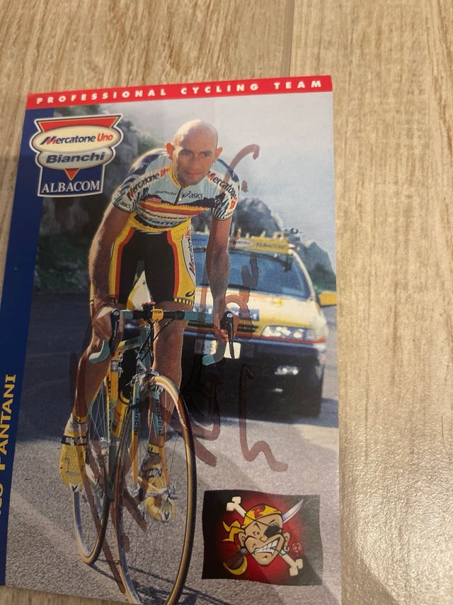 Cartolina Pantani autografata