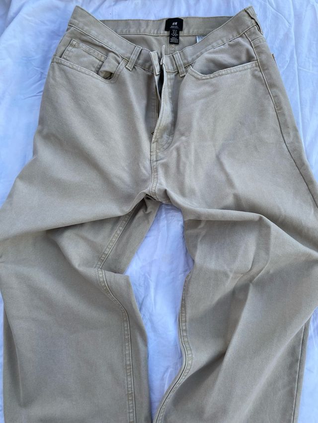 antaloni H&M Beige Baggy Fit Taglia EU 34 - cotone