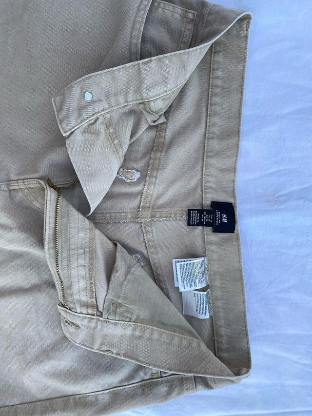 antaloni H&M Beige Baggy Fit Taglia EU 34 - cotone