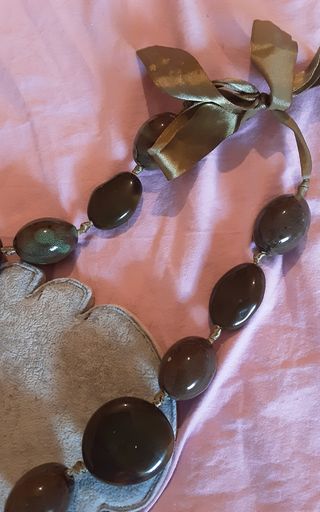 Collana Perle Ceramica Marrone-Verde