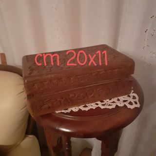 Scatola legno intagliato porta carte  20x11cm