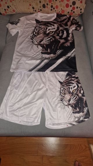 Conjunto deportivo tigre blanco-negro